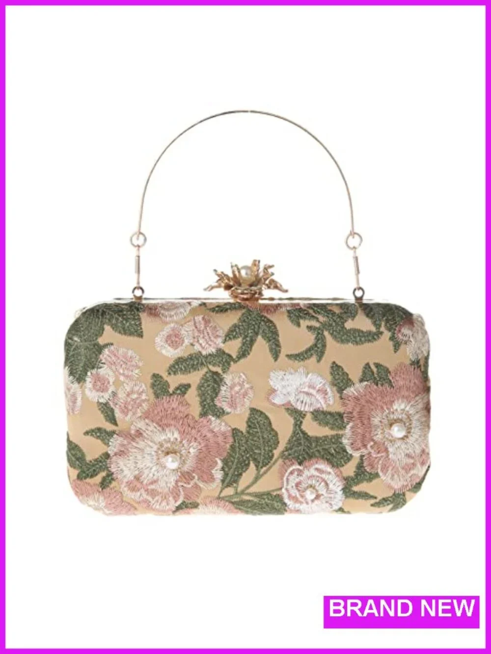 Vintage Floral Embroidery Clutch Evening Handbag Shoulder Purse